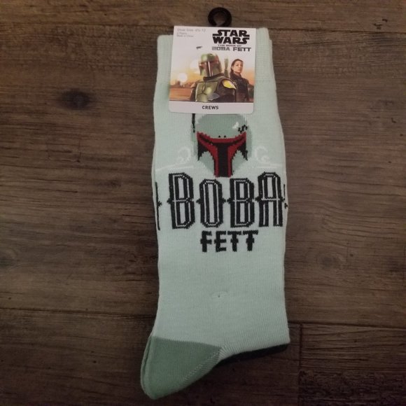 ($15 in Bundle) 2 pack - Disney Star Wars Boba Fett Socks - Picture 1 of 4